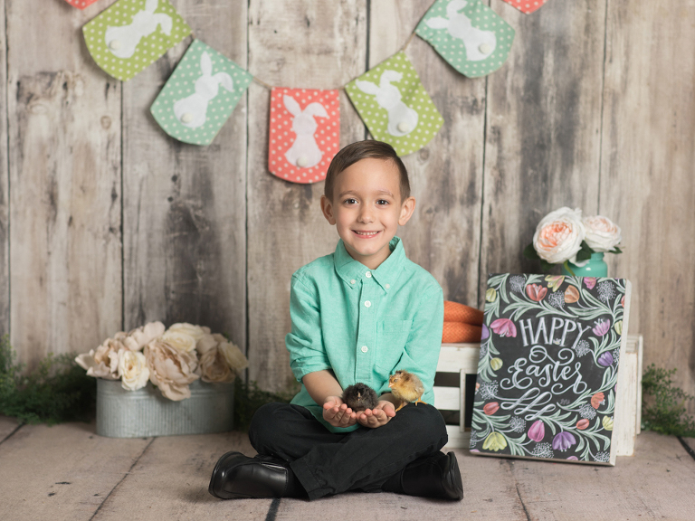 Easter mini sessions with baby chick in studio at Real Image Photography