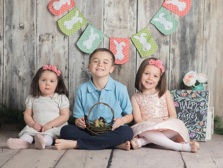 Easter mini sessions with baby chick in studio at Real Image Photography