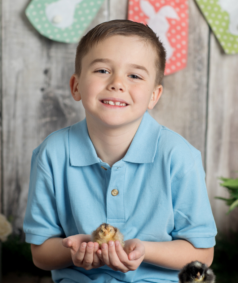Easter mini sessions with baby chick in studio at Real Image Photography