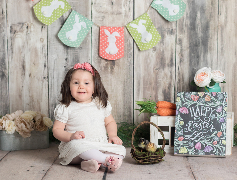 Easter mini sessions with baby chick in studio at Real Image Photography
