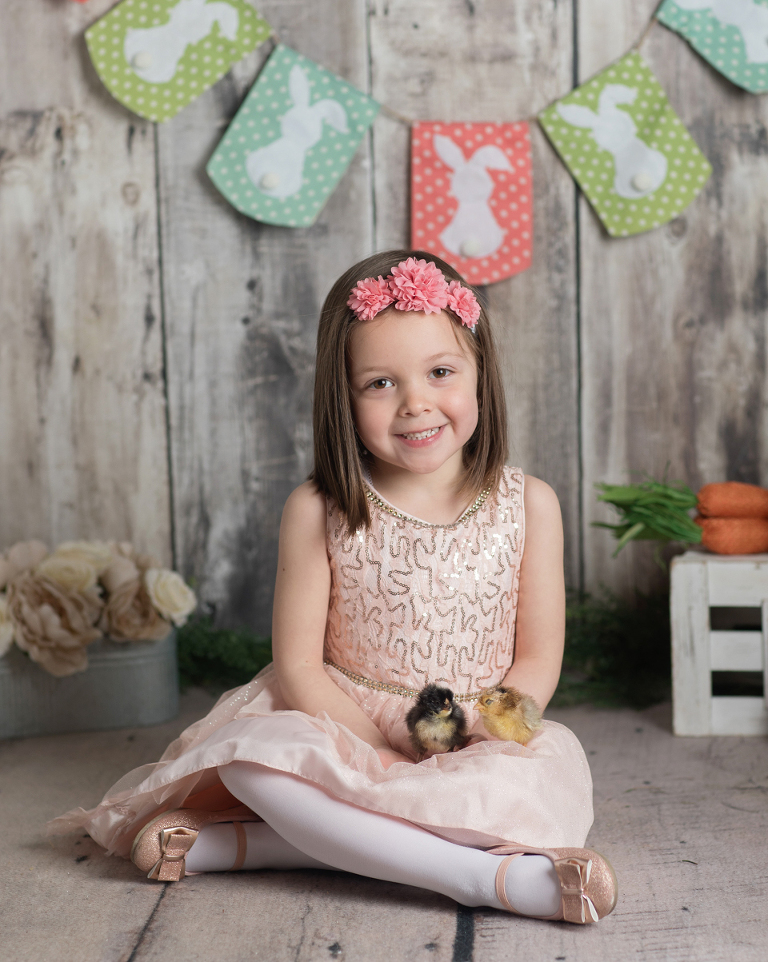 Easter mini sessions with baby chick in studio at Real Image Photography