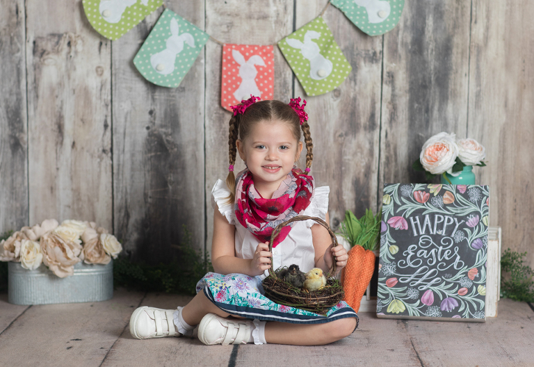 Easter mini sessions with baby chick in studio at Real Image Photography