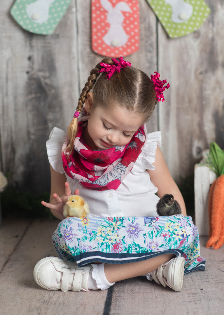 Easter mini sessions with baby chick in studio at Real Image Photography
