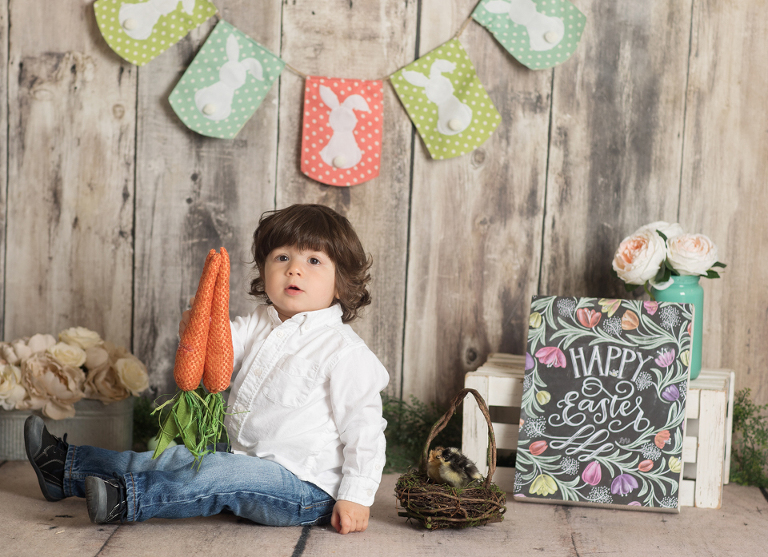 Easter mini sessions with baby chick in studio at Real Image Photography