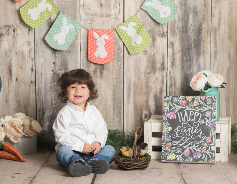 Easter mini sessions with baby chick in studio at Real Image Photography