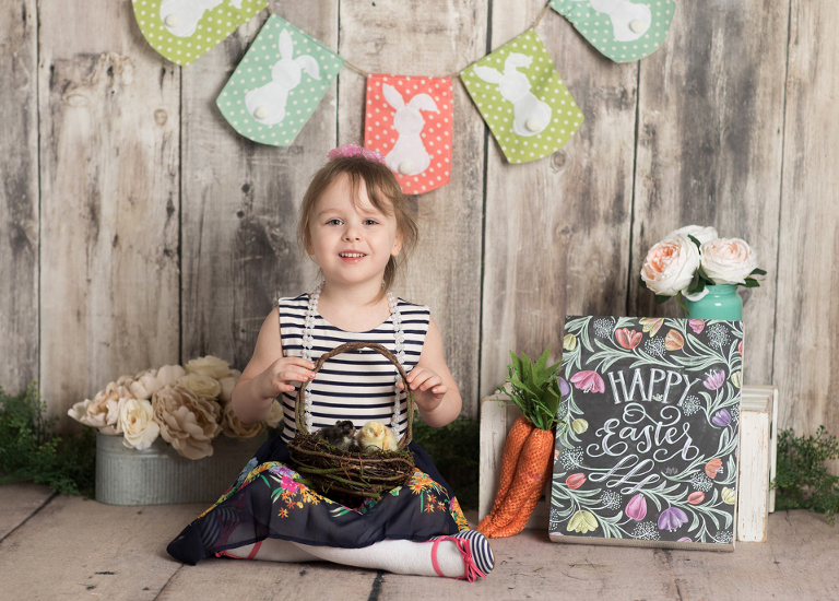 Easter mini sessions with baby chick in studio at Real Image Photography
