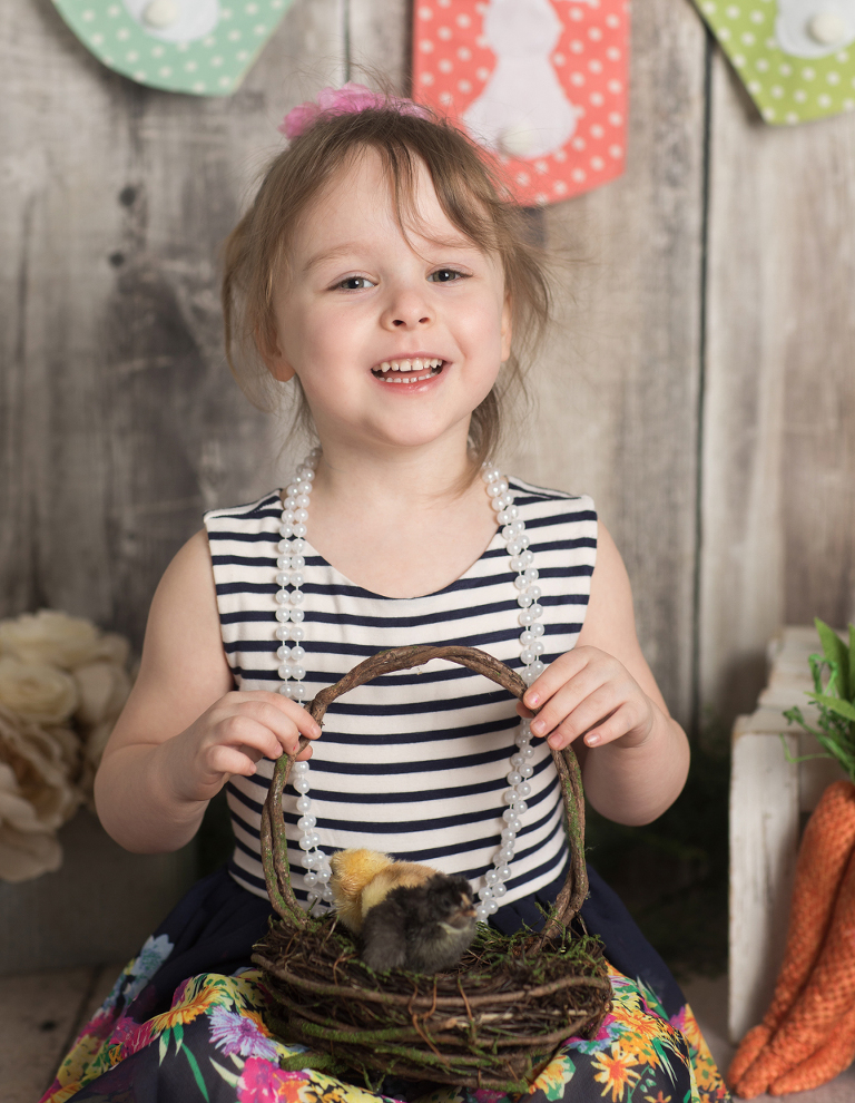 Easter mini sessions with baby chick in studio at Real Image Photography
