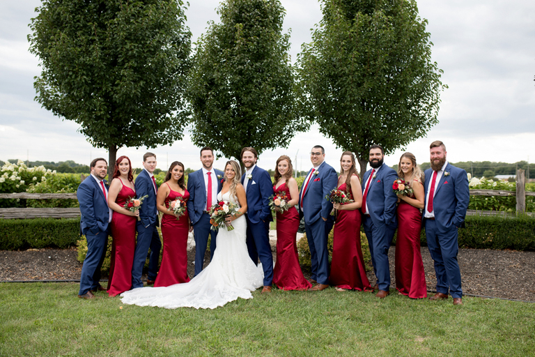 wedding party at winery during wedding creative shoot